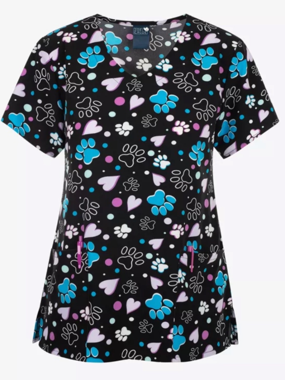 3X PAW PRINT ZOE+ CHOLE SCRUB TOP